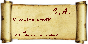 Vukovits Arnó névjegykártya
